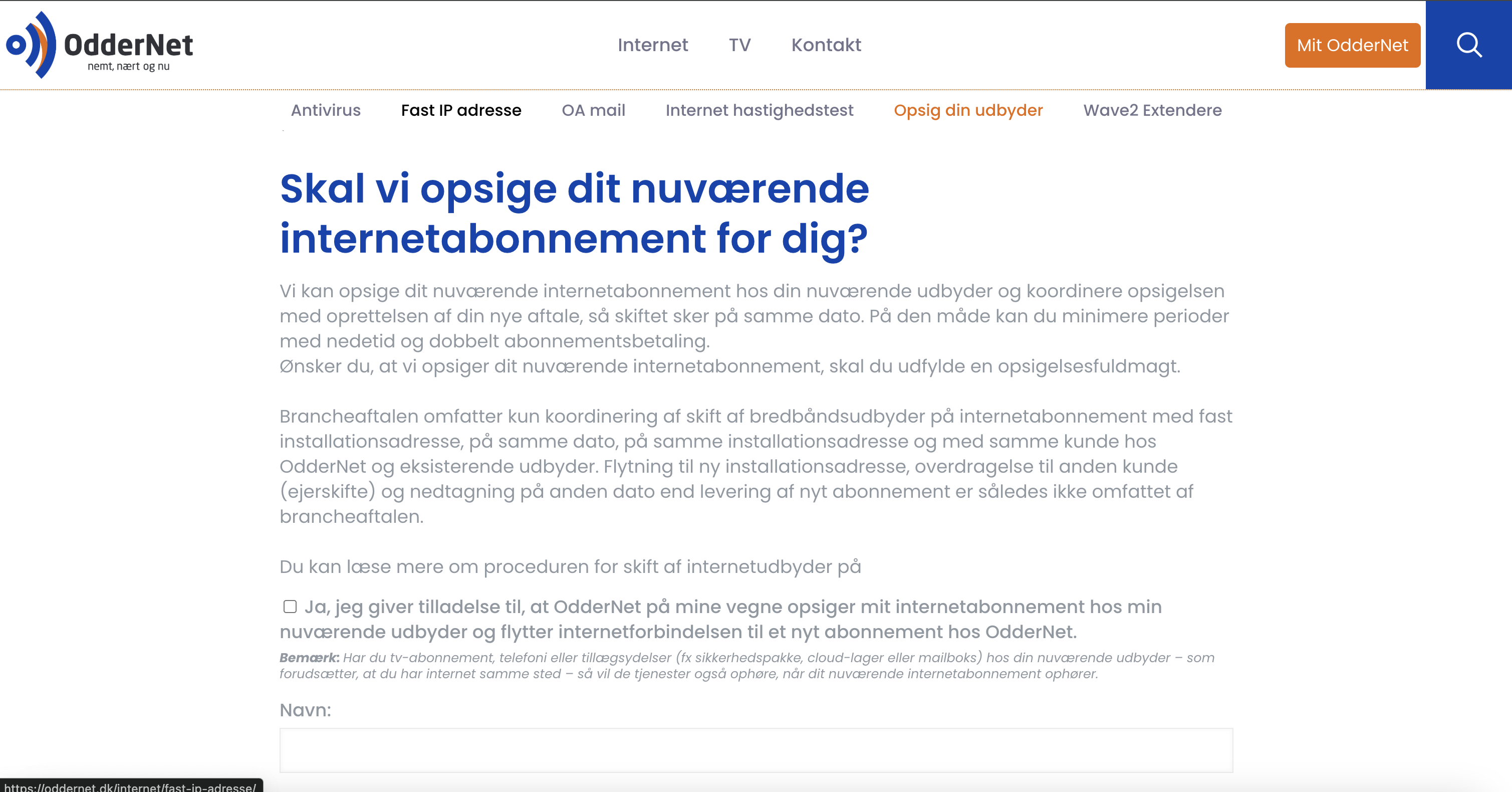 Automatisering af kundeoverdragelse screenshot